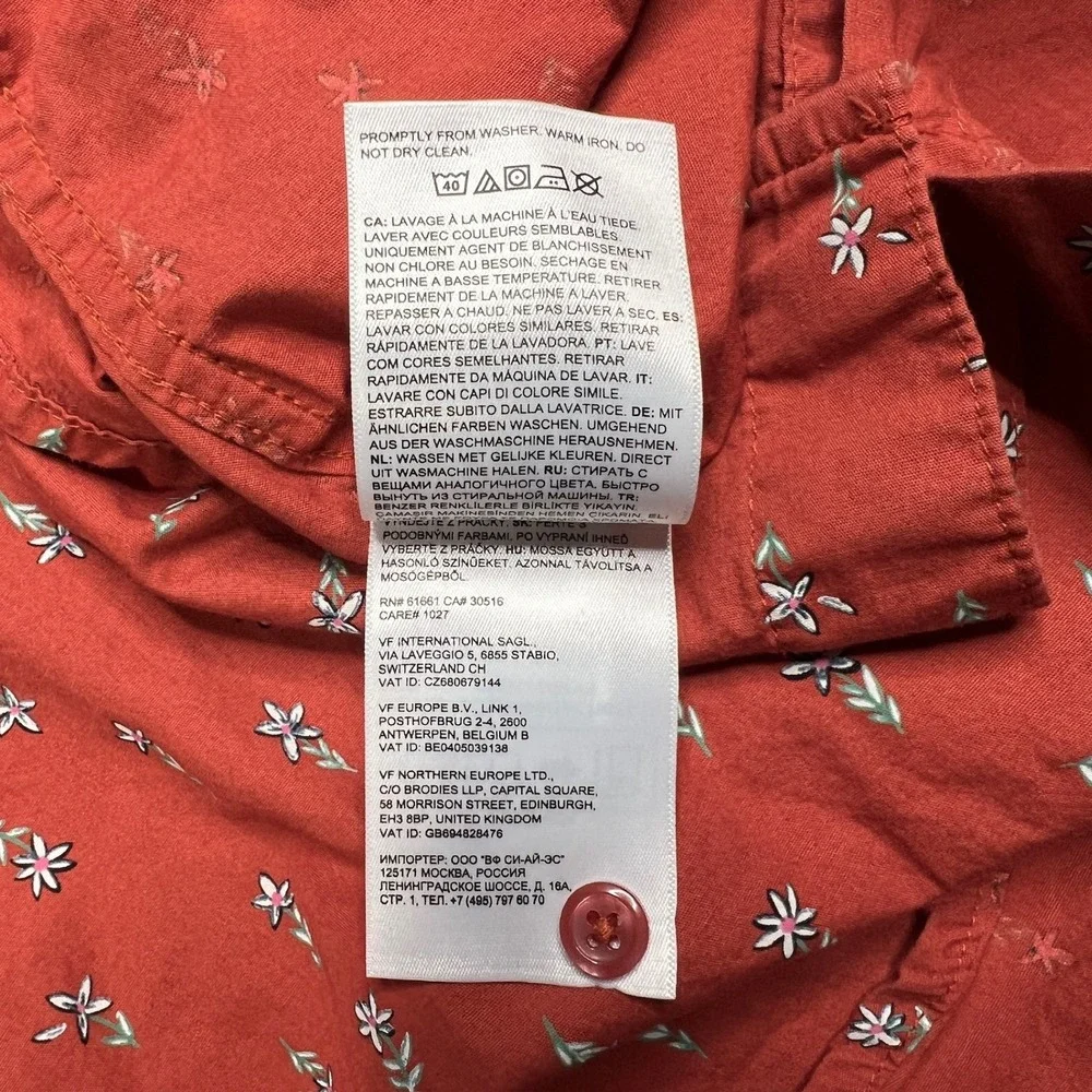 The North Face Baytrail Camp Shirt Mens Med Orange Floral Button Up Short Sleeve
